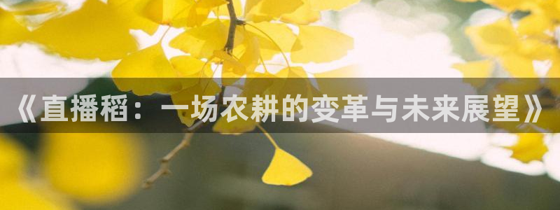 so米nba直播：《直播稻：一场农耕的变革与未来展望》